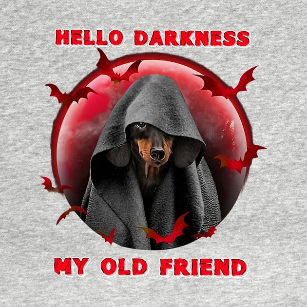 Hello Darkness My Old Friend Dachshund Dog halloween by totemgunpowder